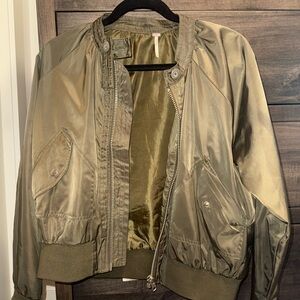 Free People Olive Bomber Jacket